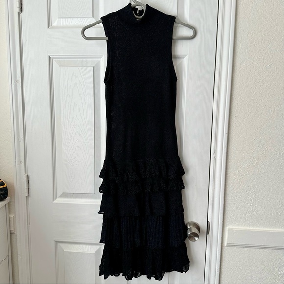Rugby Ralph Lauren Black Tiered Ruffle Dress Y2K XS